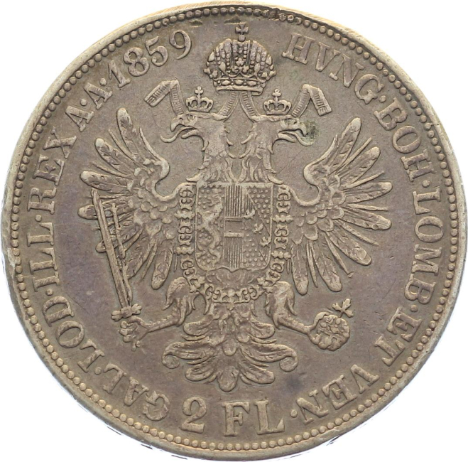 Haus Habsburg Doppelgulden (2 Florin) 1859 B Franz Josef I 1848-1916